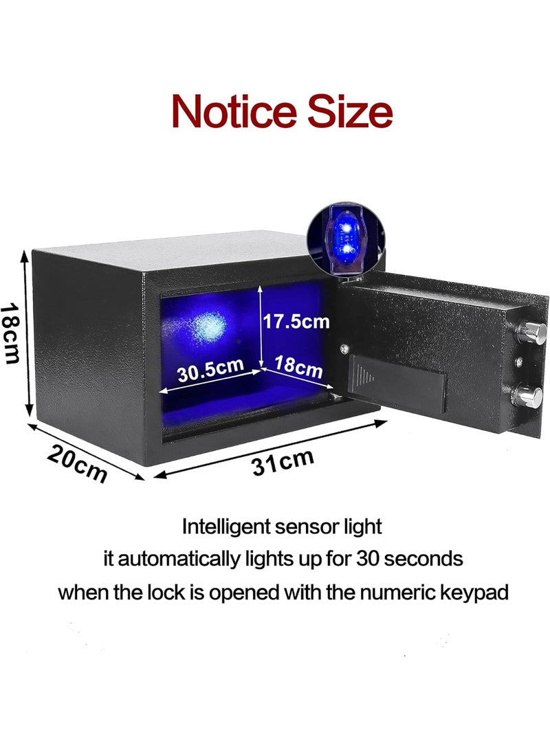 AoMige Safe Box, Size 31x20x18cm With Induction LED Light, Electronic Digital Security Safe with Steel Construction for Homes, Hotels, Offices - Image 2